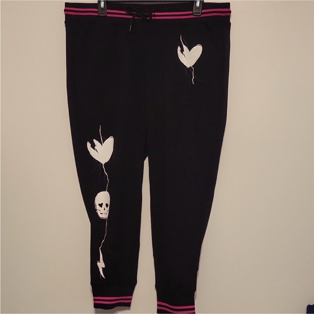 Torrid Black Joggers with Skull and Heart Design